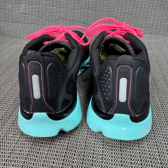 Under Armour Spine Venom Womens Size 8.5 Running Shoes Black/Pink/Turquoise - Picture 3 of 8